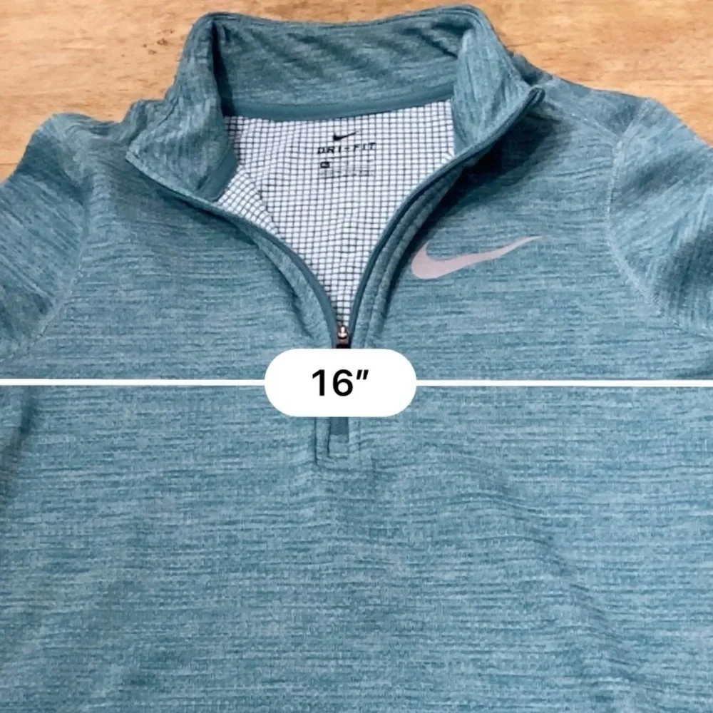 Nike Dri‎ Fit Youth XL Striated Teal Green Poly Quarter Zip Athletic Pullover